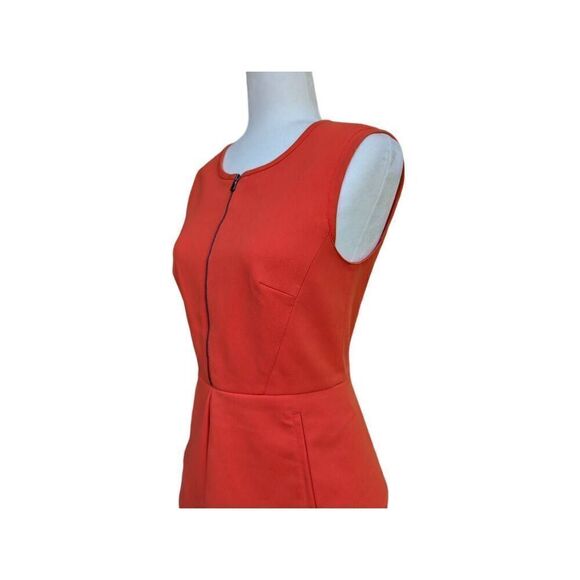 tibi Orange Reddish Peplum Mini Dress Two Zip Stretch Lined Size 4 City Cocktail - Picture 13 of 14